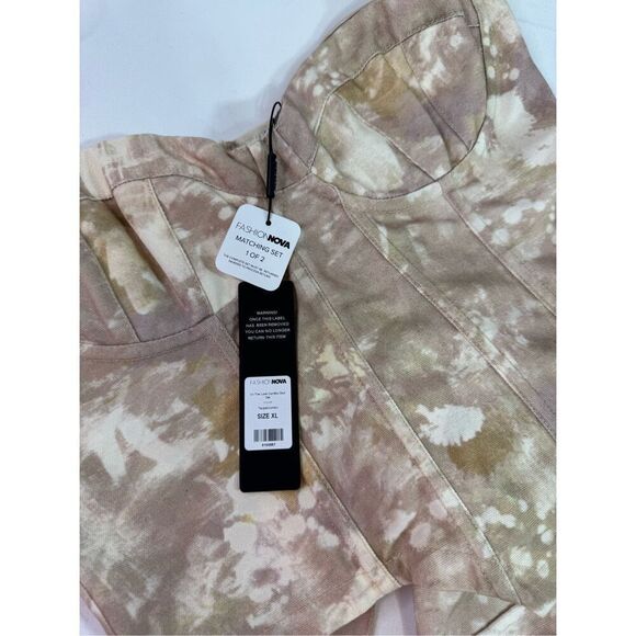 Fashion Nova Mini Skirt Set XL On the Look Out Taupe y2k Camo New Strappy - Picture 6 of 16